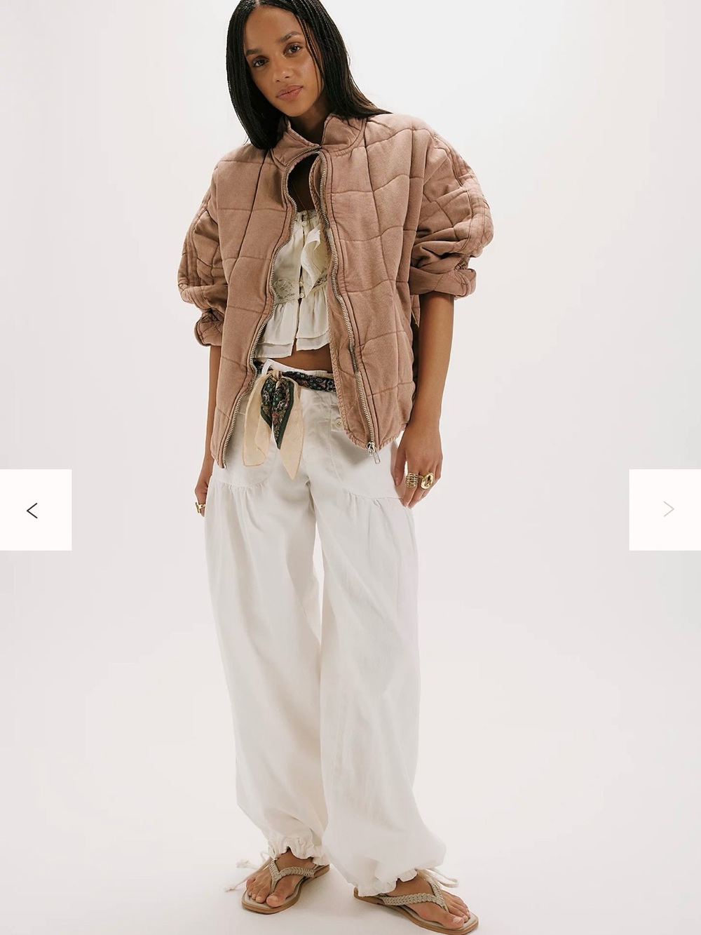 Free People Dolman Quilted Knit Jacket in champagne diamonds